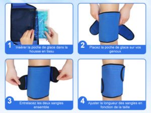 application d'une poche de glace avec étui sur le genou