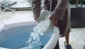 préparation de glace pour bain froid